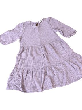 Walking On Sunshine Lavender Cotton Gauze Tiered Dress - Size Medium Girls